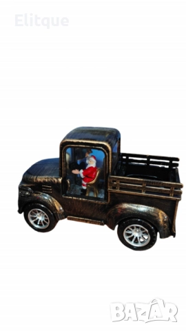 Ретро светеща коледна декорация „Кола с Дядо Коледа“ – винтидж празничен чар