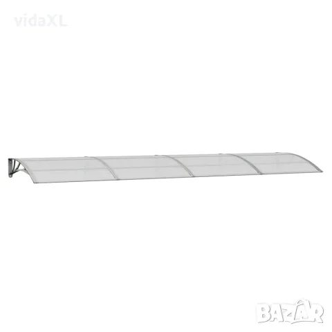 vidaXL Сенник за врата, сив, 400x100 см, поликарбонат