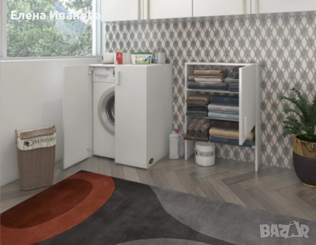 Шкаф за пералня с рафтове и капак (Доставка на всяка страна в България), снимка 2 - Шкафове - 52337761