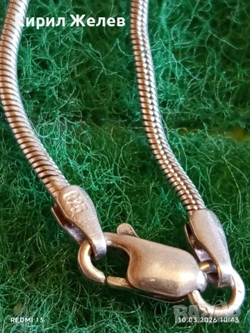 Сребърен гердан плетка тип ЗМИЯ майсторска ръчна изработка 54179, снимка 3 - Колиета, медальони, синджири - 53778286