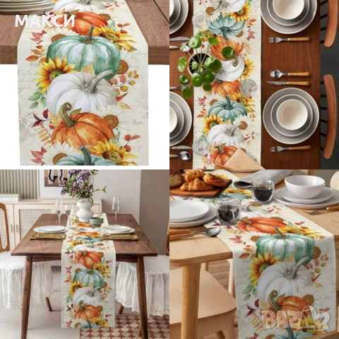 Красив ленен тишлайфер с многоцветни ярки растения