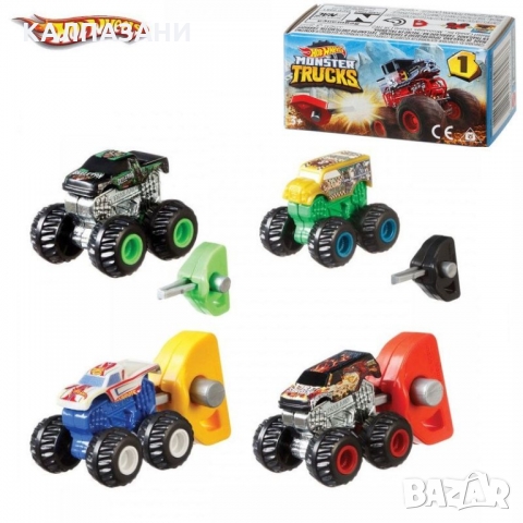 Hotwheels Monster Truck: мини камион с ключ за изстрелване, снимка 2 - Коли, камиони, мотори, писти - 36034279
