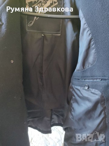 Наситено черно мъжко палто L размер, снимка 5 - Палта - 39095192