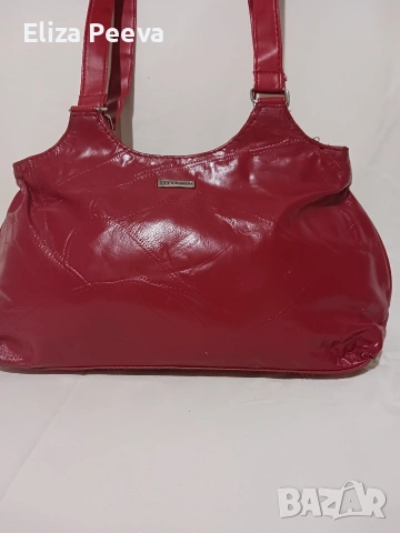 Червена чанта от естествена макар кожа - парченца., снимка 6 - Чанти - 53488640