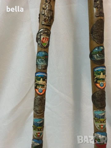 Автентични тиролски алпийски бастуни с колекционерски плакети, снимка 4 - Антикварни и старинни предмети - 53656824