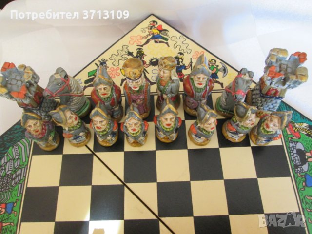 Уникален шах с ръчно изработени и рисувани фигури, снимка 10 - Колекции - 42376551