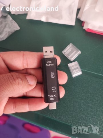 Универсален метален Четец на карти с памет 5 в 1, USB, Type C, Micro USB, SD TF, OTG, снимка 8 - USB Flash памети - 40101717