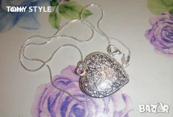 Ново Сребърно Дамско Колие Сърце , снимка 2 - Колиета, медальони, синджири - 53729738