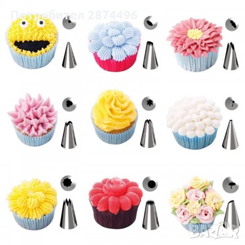 3133 Шприц за декорация с метални накрайници, комплект от 42 части, снимка 7 - Аксесоари за кухня - 35713500