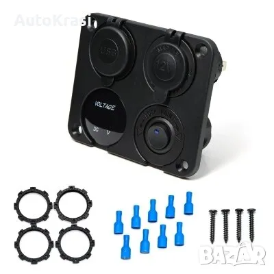 Панел за вграждане табло с 1 бутон ON-OFF с 2бр USB зарядно - C00496