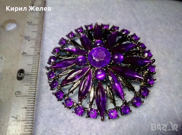 СТИЛНА СРЕБРИСТА КРИСТАЛНА БРОШКА с НУЖДА от НОВА ИГЛА ПОДХОДЯЩА и За МЕДАЛЬОН 48786, снимка 7 - Други - 51277863