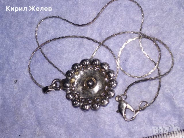 СРЕБРИСТО ВИНТИДЖ АРТ КОЛИЕ с МЕДАЛЬОН с ИСКРЯЩИ ФАСЕТИРАНИ КРИСТАЛИ 31797, снимка 12 - Колиета, медальони, синджири - 41682647
