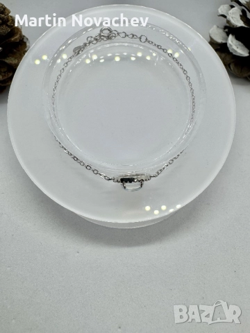 Сребърна гривна с лунен камък , снимка 2 - Гривни - 52883914