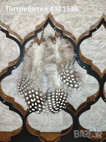 Обеци с пера , снимка 3 - Обеци - 48278991