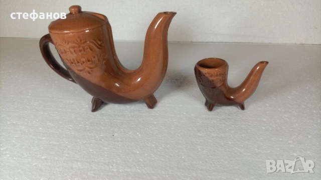 Глинен комплект за греяна ракия, тип ритон, ханска шатра, снимка 6 - Чаши - 52918665