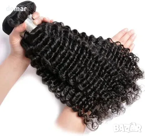 Комплект естествена бразилска коса PERISMODA Deep Wave, 41/46/51 см, снимка 6 - Продукти за коса - 55945928