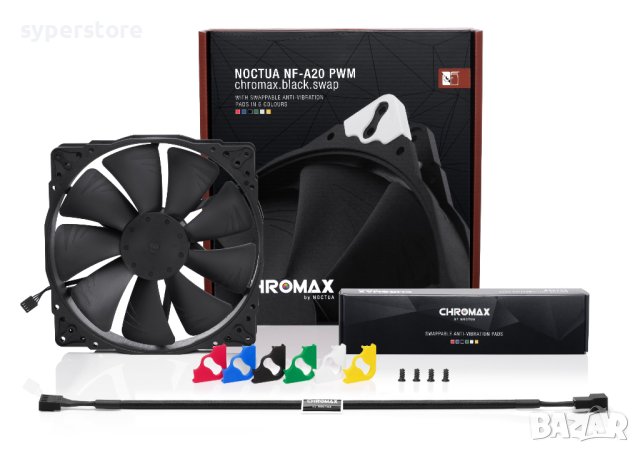 Вентилатор за компютър 200x200x30mm Noctua NF-A20-PWM-CH.BK.S SSO2 Bearing 4-pin PWM 800RPM 12V, снимка 3 - Други - 40506806