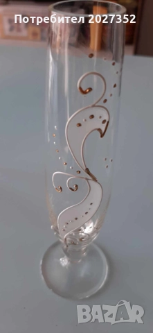 Вазичка и купички, ръчно рисувано стъкло със златен кант, снимка 3 - Вази - 51953507