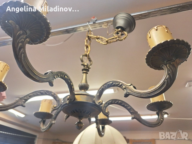 Винтидж голям полилей месинг , снимка 5 - Полилеи - 53822857