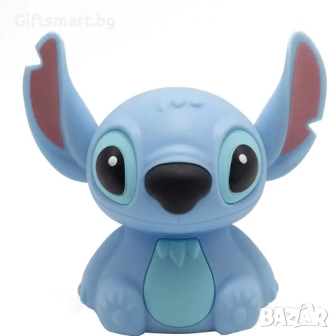 Силиконова, детска лампа Stitch, 14x16см, USB зареждане, Вградена батерия, снимка 2 - Настолни лампи - 51746107