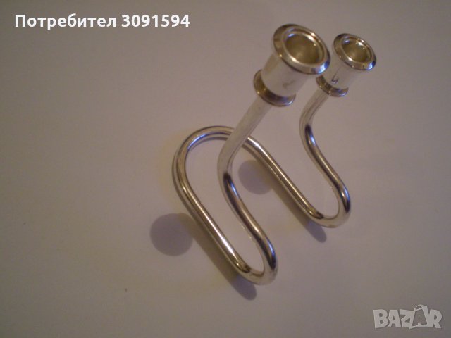 Посребрен двоен свещник, снимка 3 - Други - 34581152