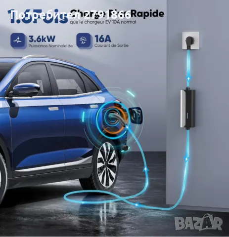 Зарядно устройство за EV Тип 2 16A (3,6kw), с LED индикатор, IEC 62196-2, IP65 Водоустойчив, снимка 4 - Аксесоари и консумативи - 49792144