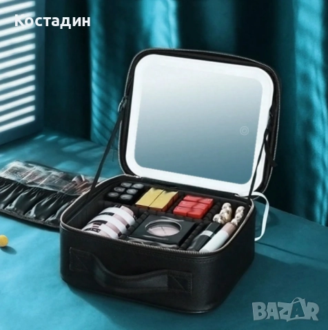 Голямата козметична чанта с LED огледало