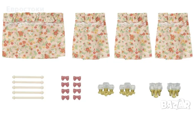 Комплект за миниатюрна къща Sylvanian Families 5447, комплект аплици и пердета за къща за фигурки , снимка 3 - Образователни игри - 47566559