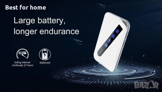 Calonny Мобилен Преносим WiFi Hotspot 4G LTE SIM Рутер 150 Mbps, 3000 mAh, снимка 5 - Рутери - 52444948