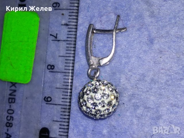 КРАСИВА НЕЖНА СРЕБЪРНА ВИНТИДЖ ОБЕЦА СРЕБРО 925 с БЯЛА ПОЗЛАТА ЕМАЙЛ и ФАСЕТИРАНИ КРИСТАЛИ 38221, снимка 5 - Обеци - 40921450