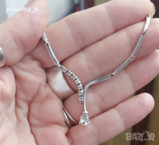 Винтидж / Разкошно сребърно колие тип чокър с циркони / проба 925 , снимка 11 - Колиета, медальони, синджири - 48627787