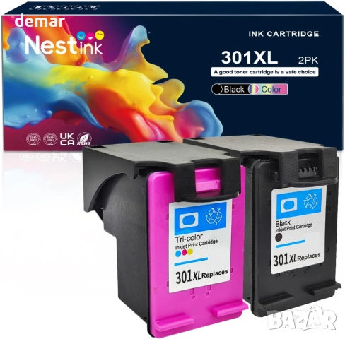 301XL мастилени касети (1 черна, 1 цветна) съвместими с HP 301/301XL