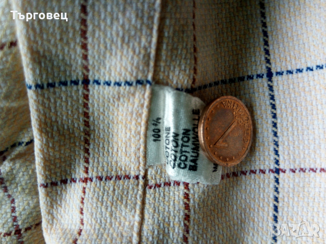 Бежова риза-каре-100% памук, снимка 4 - Ризи - 36343812