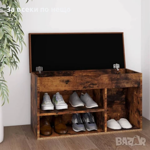 Пейка за обувки с възглавница, опушен дъб, 80x30x47 см, ПДЧ  Код P868