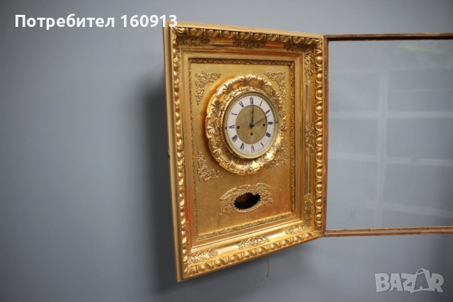Оригинален античен австрийски стенен часовник с позлатена рамка., снимка 8 - Антикварни и старинни предмети - 51455435