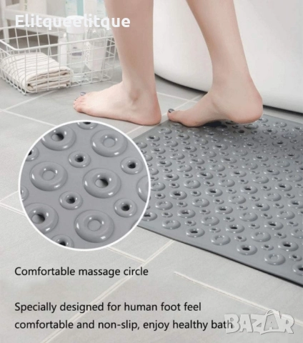 Противоплъзгаща подложка за баня с вендузи и дренажни отвори, снимка 4 - Други стоки за дома - 52188429