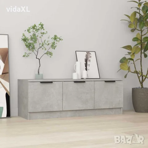 vidaXL ТВ шкаф, бетонно сиво, 102x35x36,5 см, инженерно дърво, снимка 2 - Шкафове - 56147958