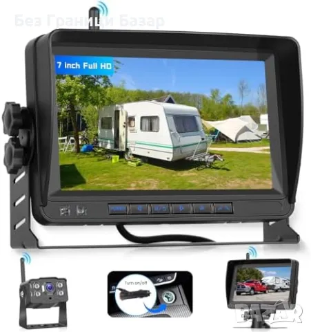 Нова Безжична камера за заден ход + 7" HD монитор, нощно виждане, IP68