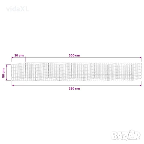 vidaXL Габионна кошница, поцинкована стомана, 300x30x50 см, снимка 7 - Огради и мрежи - 56146023