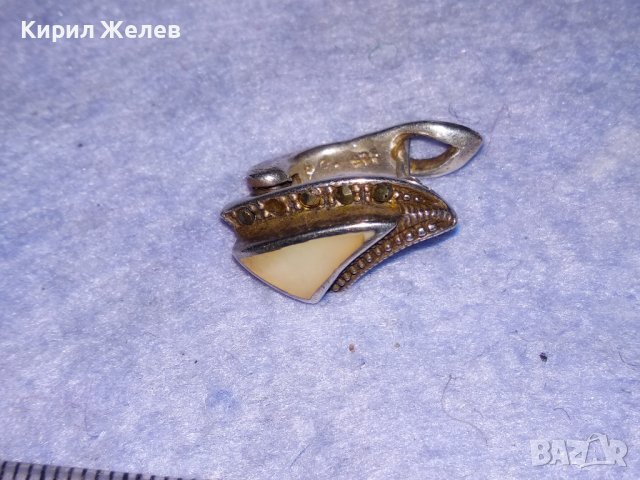 ПРЕКРАСНА СРЕБЪРНА СКЪПОЦЕННА ВИНТИДЖ АРТ ОБЕЦА СРЕБРО 925 АНГЛИЯ с ШЛИФОВАН ЛУНЕН КАМЪК 27048, снимка 12 - Обеци - 40757773