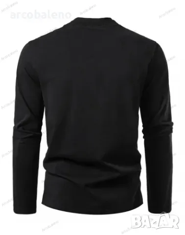 Мъжка модна ежедневна двуслойна тениска с дизайн на половин яка и дълги ръкави, 3цвята , снимка 10 - Тениски - 47998747