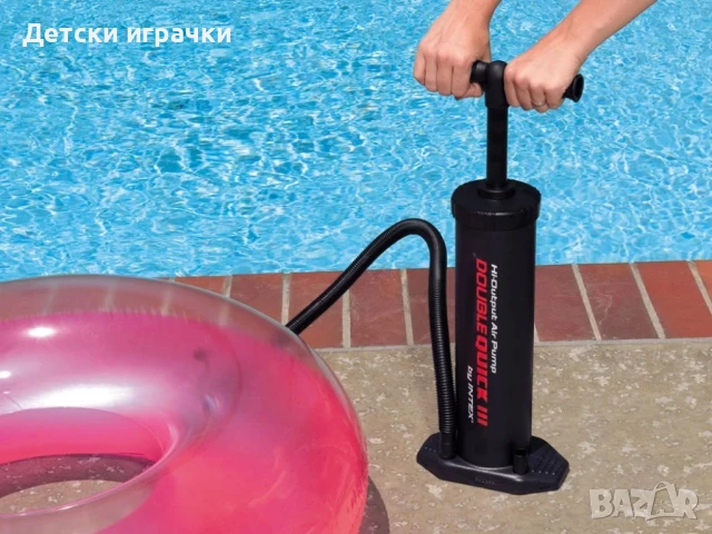 Ръчна помпа Intex, 48 см, PVC, двойно надуване, лека, черна