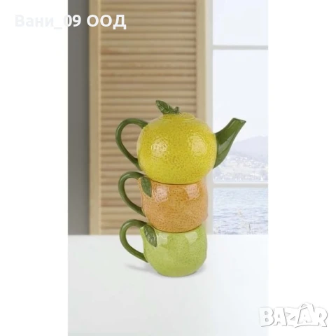 Красив сет за чай-чайник + 2 чаши, снимка 2 - Аксесоари за кухня - 50737288