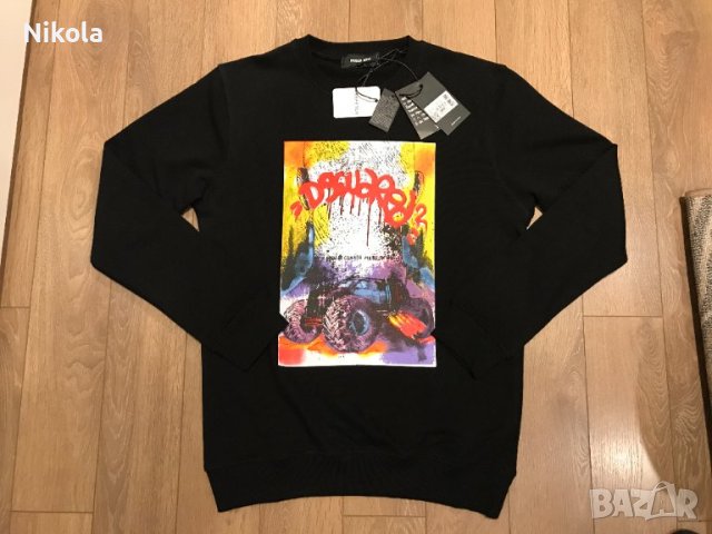 DSQUARED блуза, с щампа, черна, размери: S, M и XL, снимка 5 - Блузи - 42552440