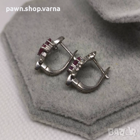 Сребърни обеци с инкрустации – проба 925 – 4,98 г, снимка 6 - Обеци - 50497712