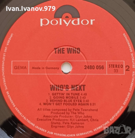 Vinyl (The Who - Who’s Next), снимка 3 - Грамофонни плочи - 52159777