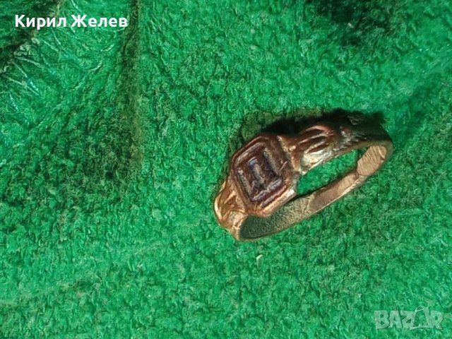 Стар пръстен уникат сачан с БУКВА П Ръчна ИЗРАБОТКА - 59541, снимка 2 - Антикварни и старинни предмети - 29005488