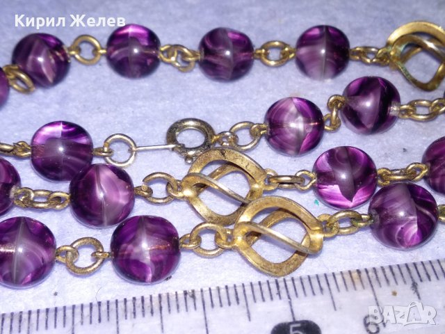 СТАРО АР НУВО РЕТРО КОЛИЕ ОГЪРЛИЦА ВЕНЕЦИАНСКО СТЪКЛО МУРАНО и ПОЗЛАТЕН БРОНЗ РЪЧНА ИЗРАБОТКА 37661, снимка 10 - Антикварни и старинни предмети - 41838532