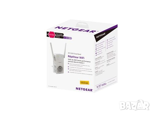 Разширител на обхват Wi-Fi NetGear EX6130-100PES, двулентов, AC 1200, 802.11 ac, бял, снимка 5 - Рутери - 44601254