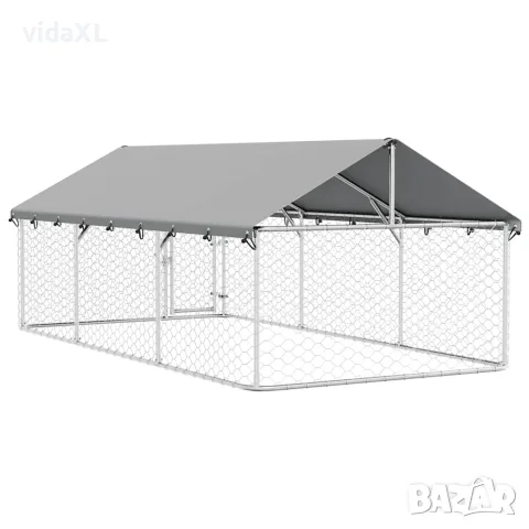 vidaXL Дворна клетка за кучета с покрив, 400x200x150 см, снимка 9 - За кучета - 56146198